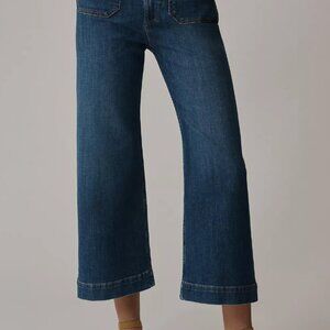 Maeve Collette High Rise Dark Blue Flare Wide Leg Jeans Anthropologie sz 30/10
